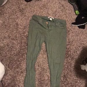 Olive green skinny jeans